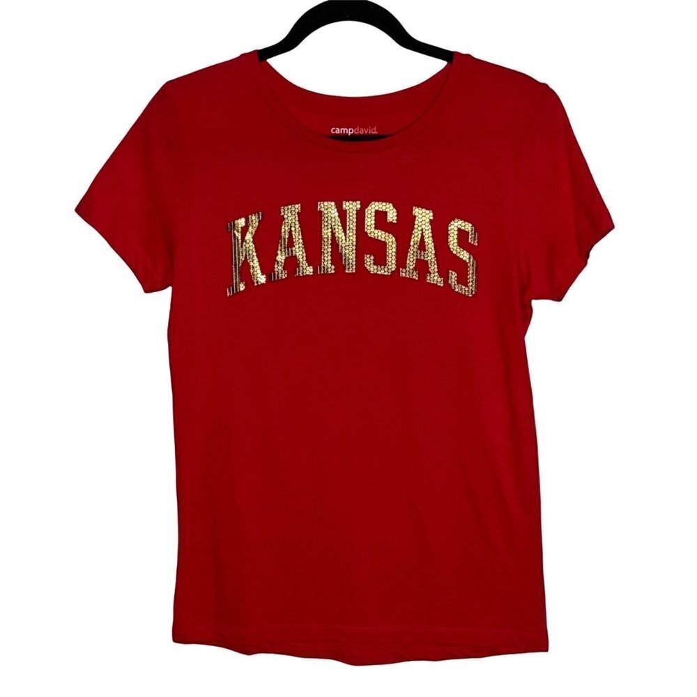 NWT Camp David Women's Kansas Short Sleeve Crewneck Tee T-Shirt Red M Medium